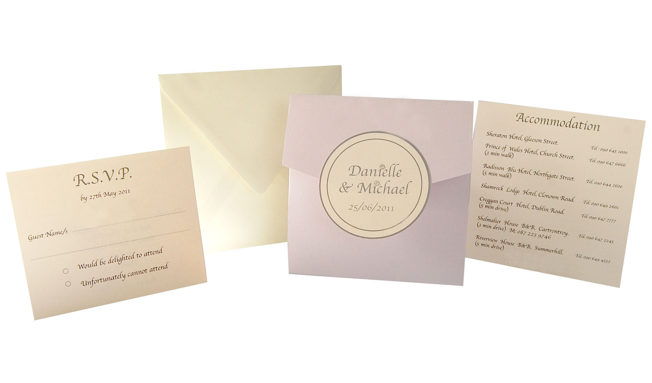 Mocha pink wedding invitations