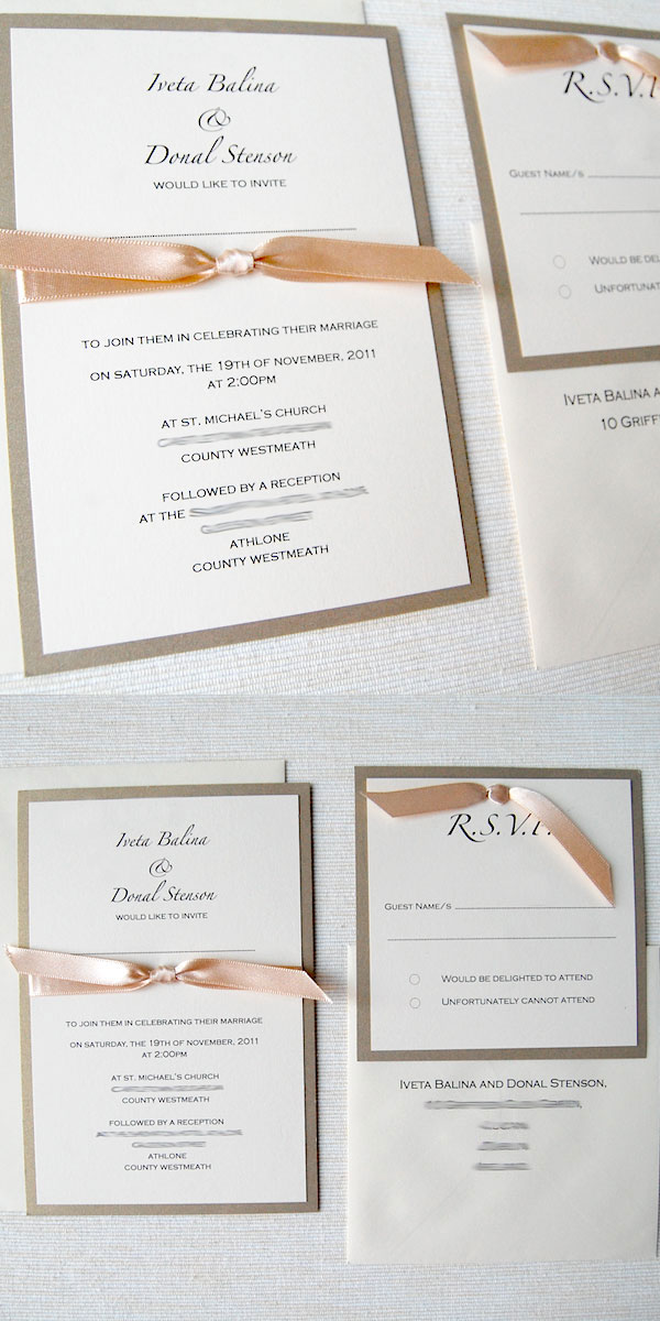 Iveta and Donal picked our Caramel Bow wedding invitation for their November