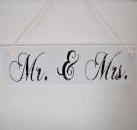 Mr. and Mrs. Wooden Hanging Sign