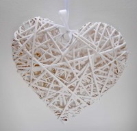 Large White Wicker Heart