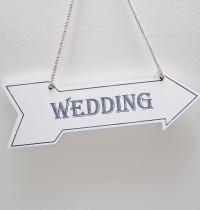 White Wedding Arrow Sign