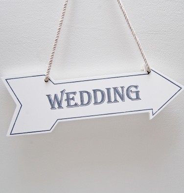 White Wedding Arrow Sign
